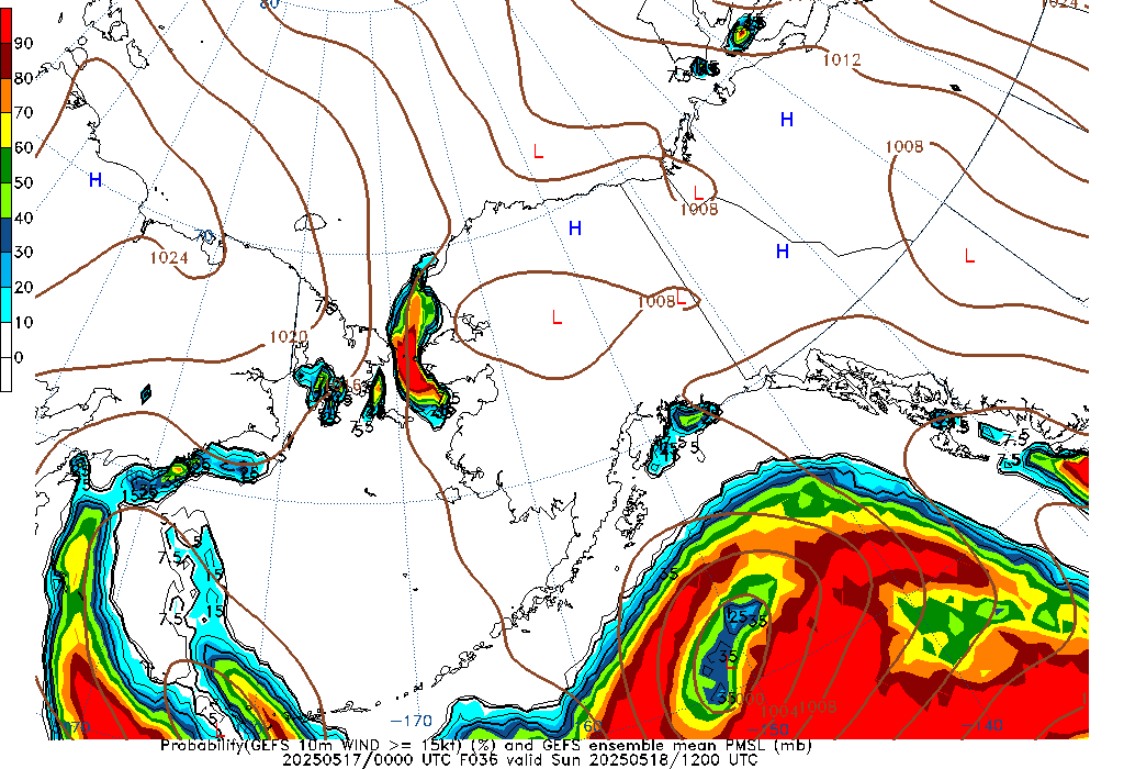 GEFS 036 Hour Prob 10m Wind >= 15kt image
