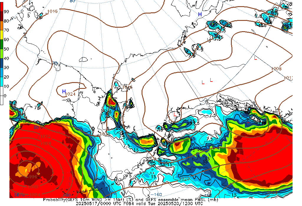 GEFS 084 Hour Prob 10m Wind >= 15kt image