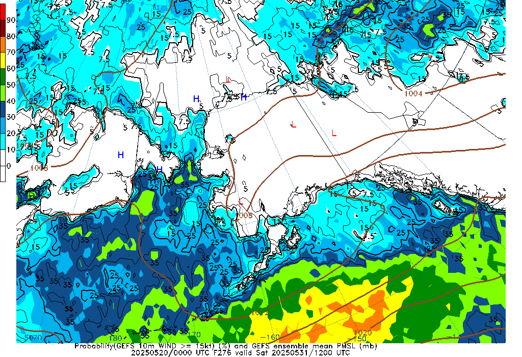 GEFS 276 Hour Prob 10m Wind >= 15kt image