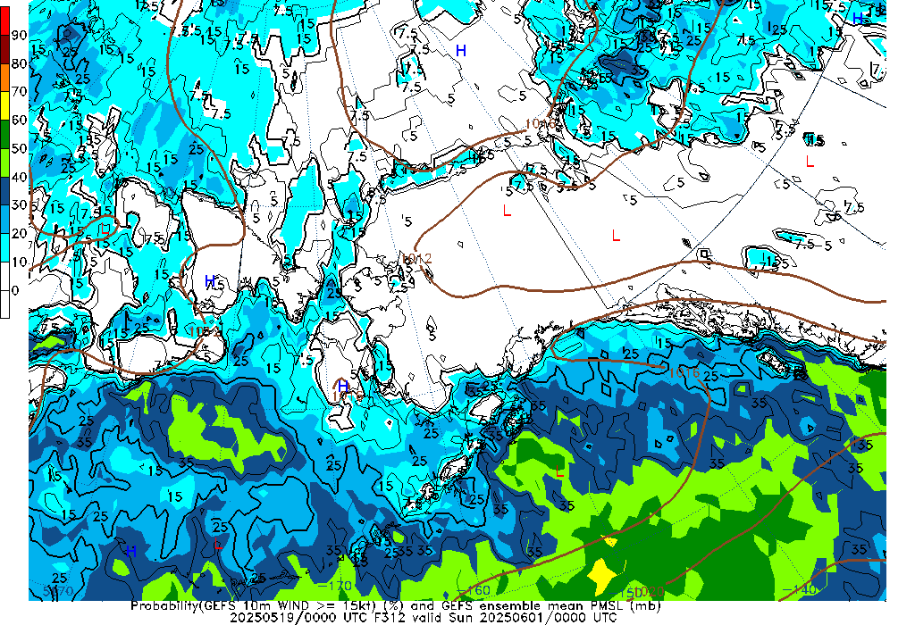 GEFS 312 Hour Prob 10m Wind >= 15kt image