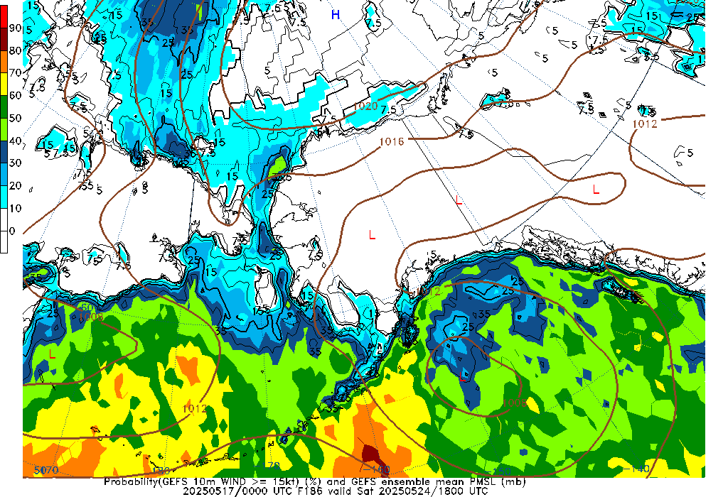GEFS 186 Hour Prob 10m Wind >= 15kt image
