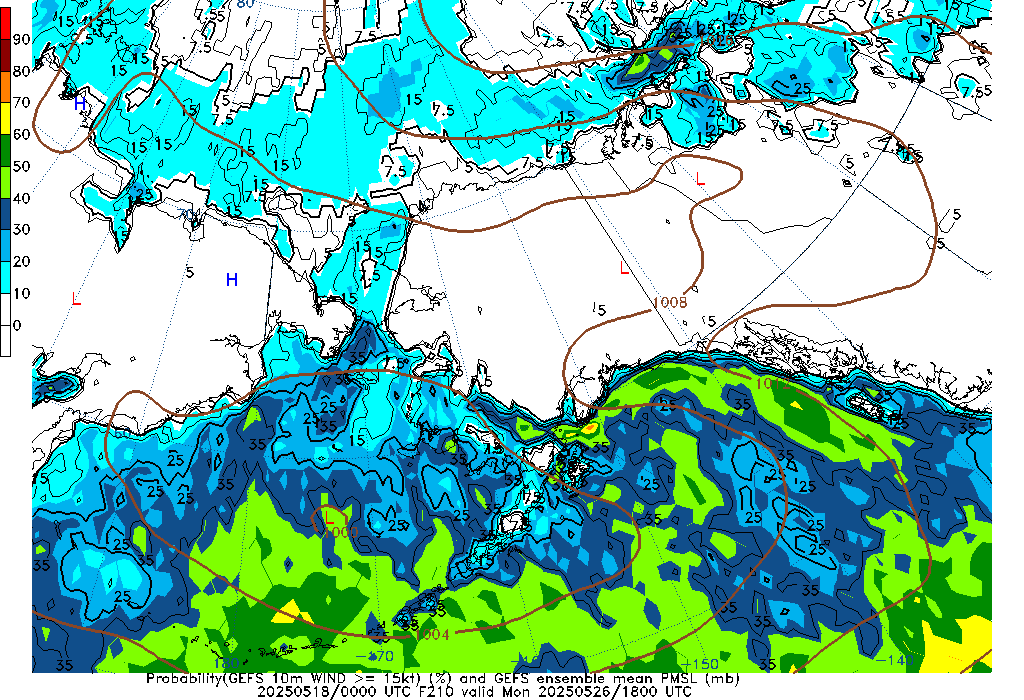 GEFS 210 Hour Prob 10m Wind >= 15kt image
