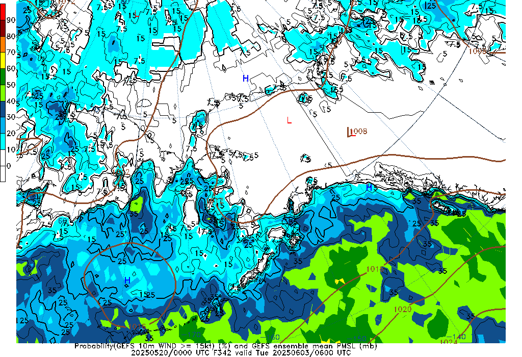 GEFS 342 Hour Prob 10m Wind >= 15kt image