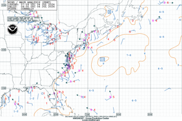 Latest W Atlantic offshore & adjacent waters wind wave analysis (feet)