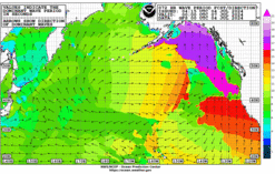 Latest 72 hour Pacific wave period forecast