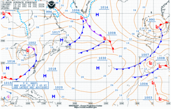Latest 72 hour Atlantic surface forecast