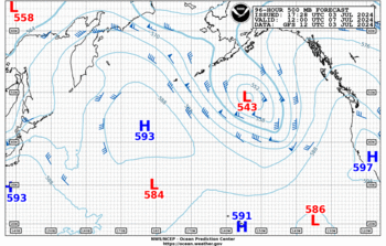 Latest 96 hour Pacific 500 mb forecast--High Seas